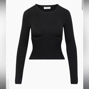 Aritzia Babaton - Black Sculpt rib knit corset top - M